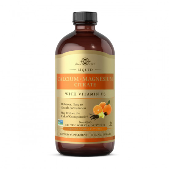 Solgar Liquid Calcium Magnesium Citrate with Vitamin D3 - 473ml Natural Orange-Vanilla 2023-10-3671