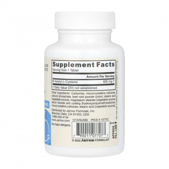 Jarrow Formulas N-A-C Sustain® 600 mg - 60 caps 2023-10-6209