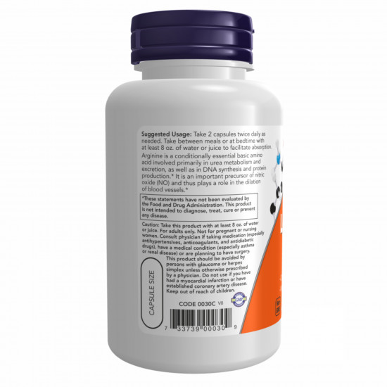 Now Foods Arginine 500mg - 250 vcaps 2022-10-2086