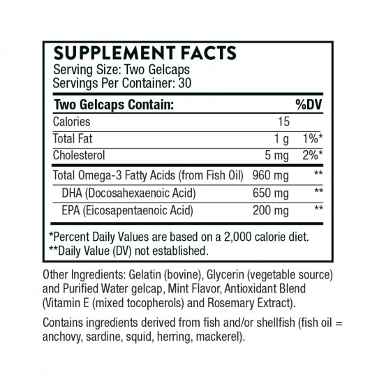 Thorne Prenatal DHA - 60 gelcaps (Пошкоджена етикетка) 2023-10-7796