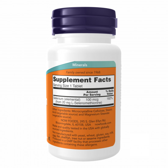 Now Foods Selenium 100 mcg - 100 tabs (Пошкоджена банка) 2023-10-6315