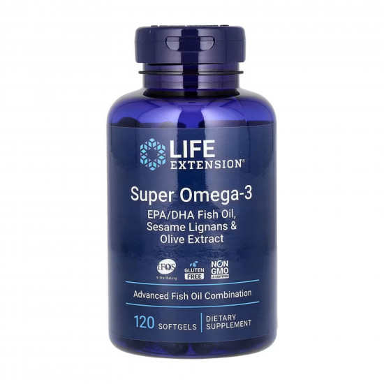 Life Extension Super Omega-3 EPA/DHA Fish Oil Sesame Lignans & Olive Extract - 120 softgels 2022-10-1936 Life Extension Super Omega-3 EPA/DHA Fish Oil Sesame Lignans & Olive Extract - 120 softgels 2022-10-1936