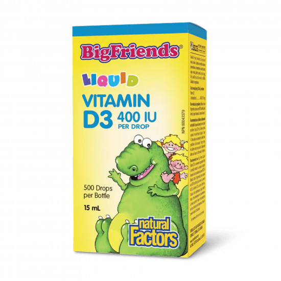 Natural Factors BigFriends Liquid Vitamin D3 400 IU - 15ml 2023-10-6555