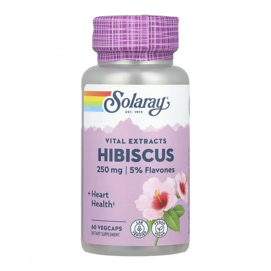Solaray Hibiscus Flower Extract 250mg - 60 vcaps 2023-10-6978