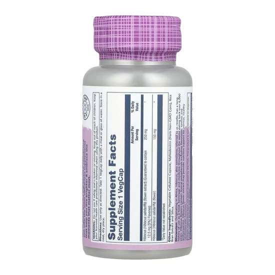 Solaray Hibiscus Flower Extract 250mg - 60 vcaps 2023-10-6978