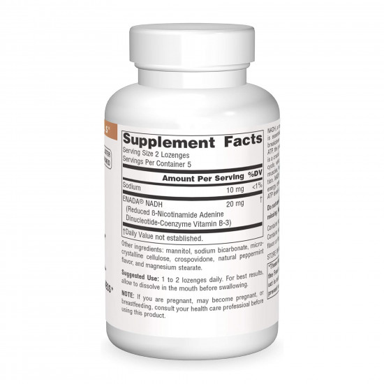 Source Naturals NADH 10mg Peppermint - 10 lozenges 2023-10-5893