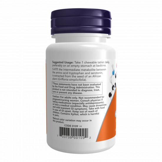 Now Foods 5-HTP 100mg Chewable Lozenges - 90 tabs 2022-10-2547