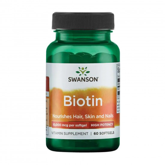 Swanson Biotin High Potency 10,000 mcg - 60sgels 100-31-9880236-20 Swanson Biotin High Potency 10,000 mcg - 60sgels 100-31-9880236-20