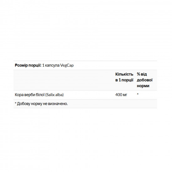 Solaray White Willow Bark 400mg - 100 vcaps 2023-10-5273