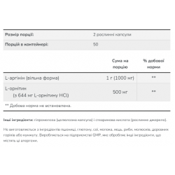 Arginine/Ornithine - 250 vcaps