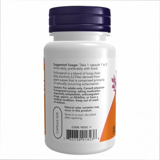 Now Foods Policosanol 10mg - 90 veg caps 100-71-3449725-20