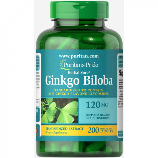 Puritans Pride Ginkgo Biloba Standardized Extract 120mg - 200caps 100-90-1828125-20