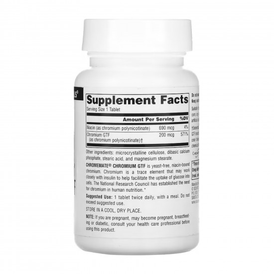 Source Naturals ChromeMate® Chromium GTF 200 mcg, Yeast Free - 240 tabs 2023-10-5275