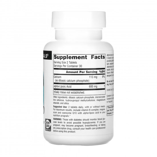 Source Naturals Alpha Lipoic Acid 300mg - 60 tabs 2023-10-5555