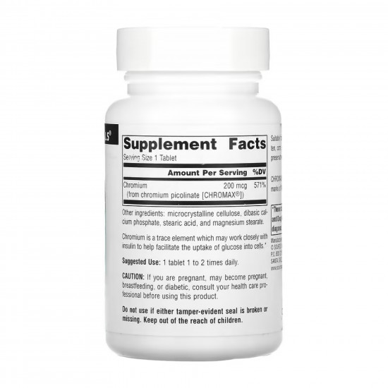 Source Naturals Chromium Picolinate 200 mcg, Yeast Free - 240 tabs 2023-10-5276