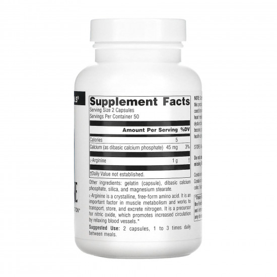 Source Naturals L-Arginine 500 mg - 100 tabs 2023-10-6605