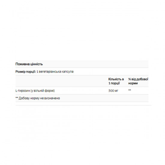Solgar L-Tyrosine 500mg - 100 vcaps 2023-10-3675