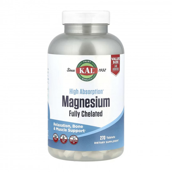KAL Magnesium Fully Chelated - 270 tabs (Пошкоджена кришка) 2024-11-0529