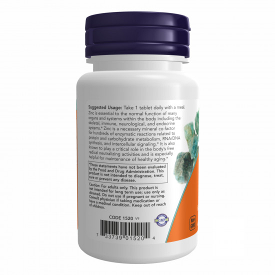 Now Foods Zinc Gluconate 50 mg - 100 tabs 2022-10-0044