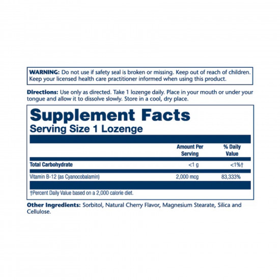 Solaray Vitamin B-12 2000mcg - 90 lozenges Natural Cherry 2023-10-2387