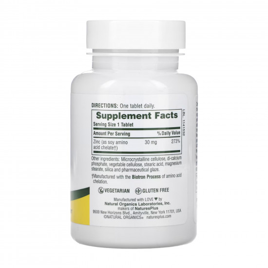 Nature's Plus Zinc 30mg - 90 tabs 2023-10-3235
