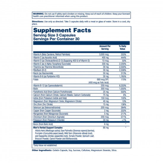 Solaray Men's Golden Multi-Vitamin - 90 caps 2023-10-2135