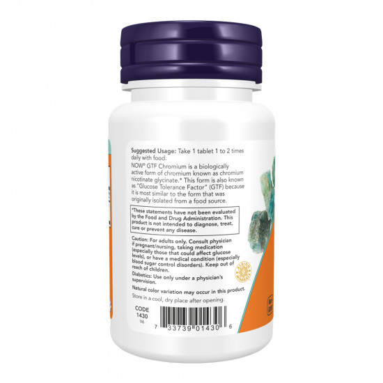 Now Foods GTF Chromium 200mcg - 100 tabs 2022-10-0672