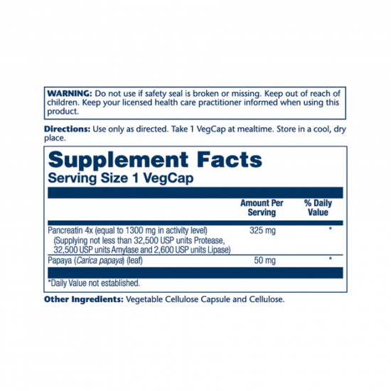 Solaray Pancreatin 1300 Digestive Enz 1300mg - 90 veg caps 2023-10-3577
