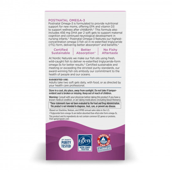 Nordic Naturals Postnatal Omega-3 - 60 softgels 2023-10-5966