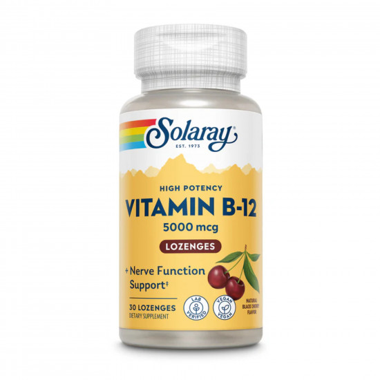 Solaray Vitamin B-12 5000mcg - 30 lozenges Natural Cherry 2023-10-2388