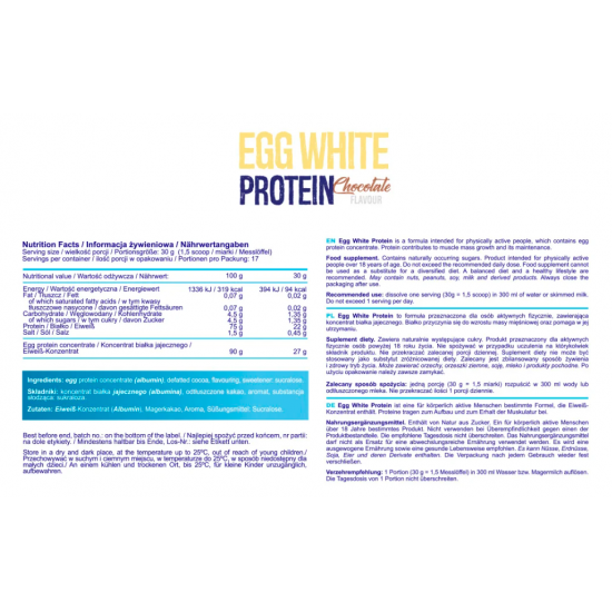 Allnutrition Egg White Protein - 510g Chocolate 100-67-4707466-20