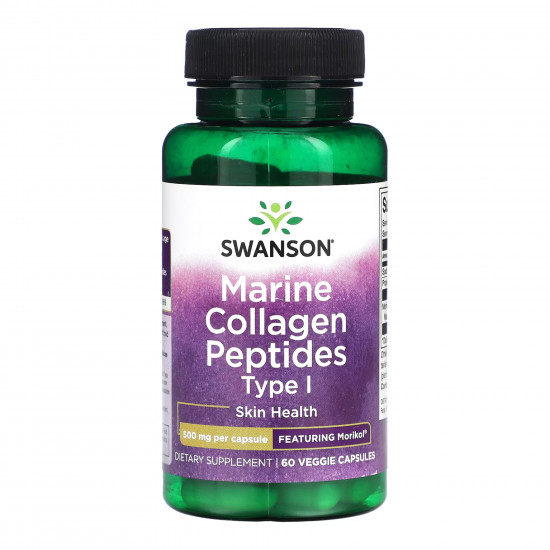 Swanson Marine Collagen Peptides Type I Featuring Morikol 500mg - 60 vcaps (До 03.26) 2023-10-6364