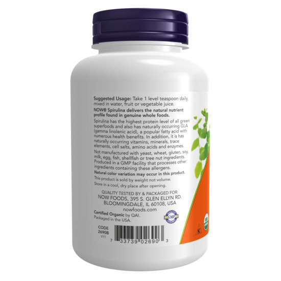 Now Foods Organic Spirulina Powder - 113g 2022-10-2601