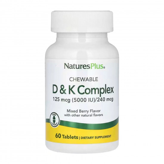 Natures Plus VIT D & K Complex 125mcg 5000 IU/ 240 mcg - 60 tabs 2023-10-3238 Natures Plus VIT D & K Complex 125mcg 5000 IU/ 240 mcg - 60 tabs 2023-10-3238