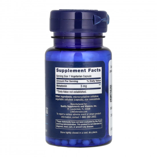 Life Extension Melatonin 3 mg - 60 vcaps (Повреждена банка) 2024-11-0114