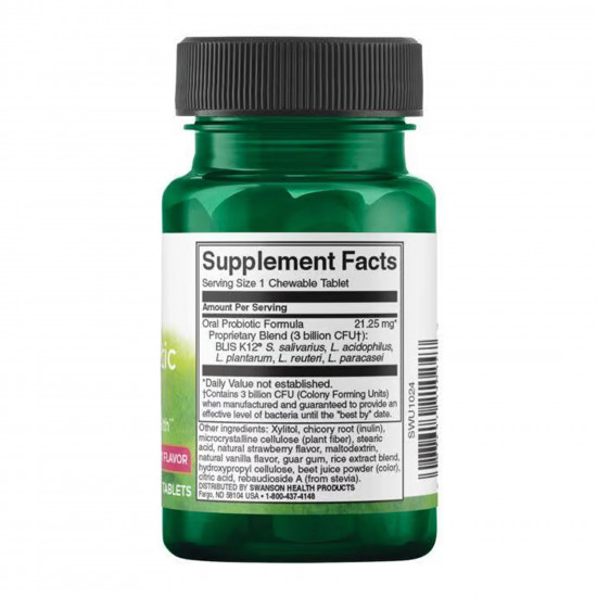 Swanson Oral Probiotic Formula 3 billion Cfu - 30 tabs Natural Strawberry 2023-10-5861
