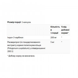 Indole-3-Carbinol with Resveratrol 200mg - 60 caps