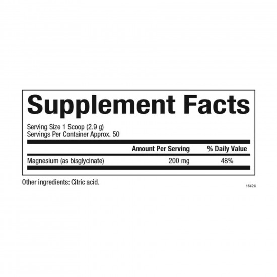 Natural Factors Magnesium Bisglycinate 200mg - 145g Pure 2023-10-3821