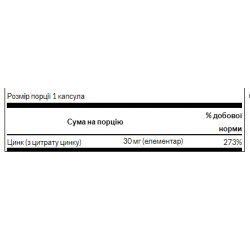 Zinc Citrate 30 mg - 60caps (Пошкоджена етикетка)
