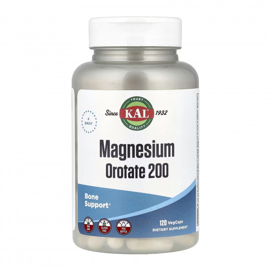 KAL Magnesium Orotate 200mg - 120 vcaps (Пошкоджена банка) 2024-11-0264