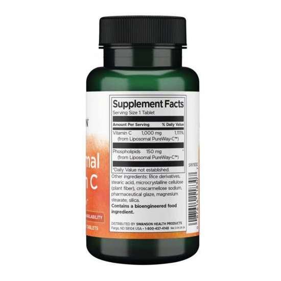 Swanson Liposomal Vitamin C - High Bioavailability 1000 mg - 60 tabs 2023-10-5716