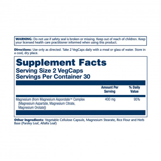 Solaray Magnesium Asporotate 400mg - 60 vcaps 2023-10-2394