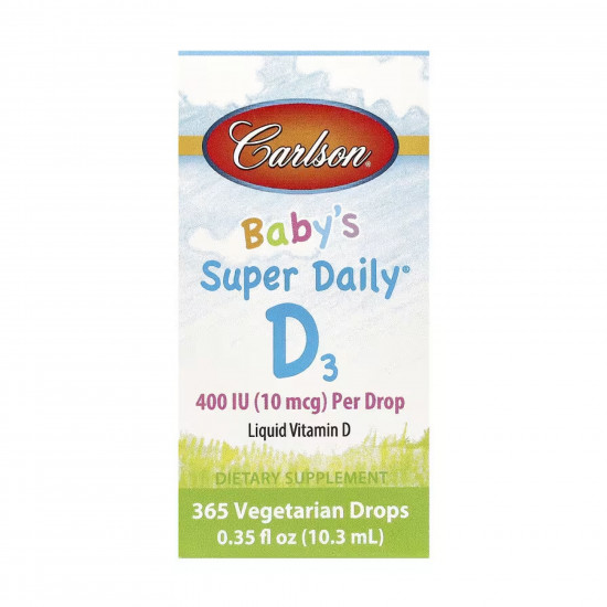 Carlson Laboratories Super Daily D3 for Baby 400IU - 365 Veg drops 10.3 ml 2023-10-4554 Carlson Laboratories Super Daily D3 for Baby 400IU - 365 Veg drops 10.3 ml 2023-10-4554