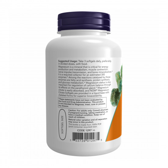Now Foods Magnesium Citrate 134mg - 180 sgels 2022-10-0975