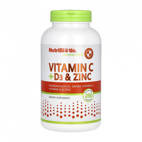 Nutribiotic Vitamin C + D3 & Zinc - 250 caps 2023-10-5477 Nutribiotic Vitamin C + D3 & Zinc - 250 caps 2023-10-5477