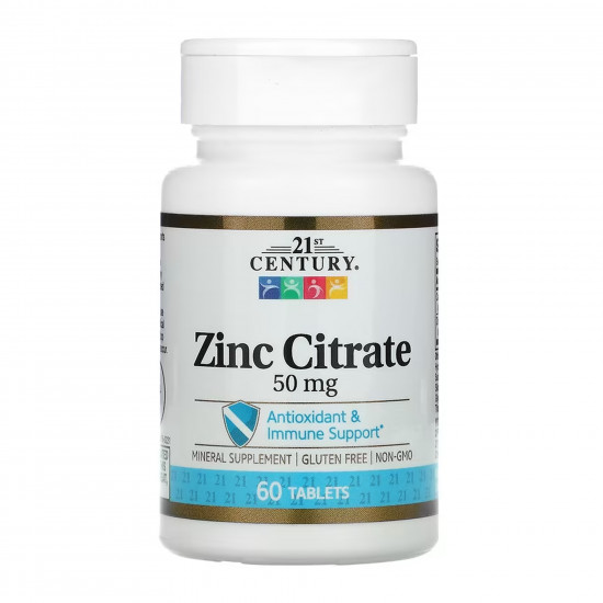 21st Century Zinc Citrate 50 mg - 60 tabs (Пошкоджена банка) 2024-11-0488