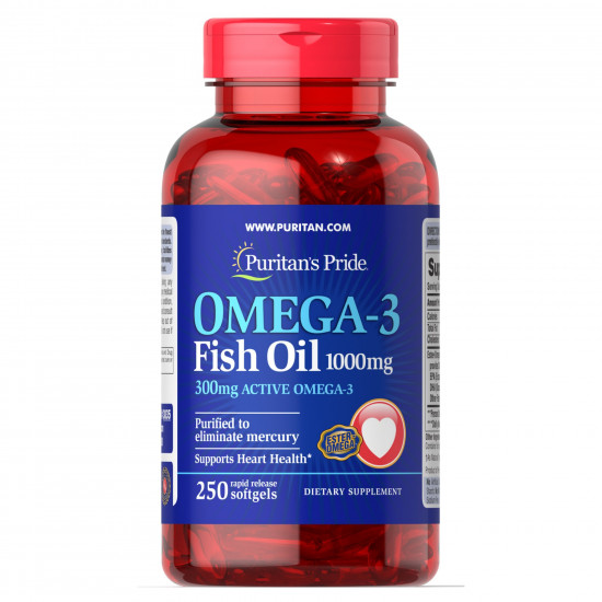 Puritans Pride Omega 3 1000mg - 250softgels 100-61-4909230-20