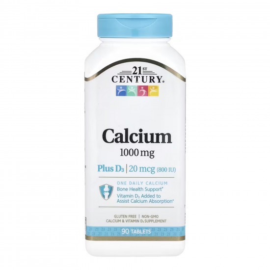 21st Century Calcium 1000 mg + D3 - 90 tabs 100-23-4462428-20