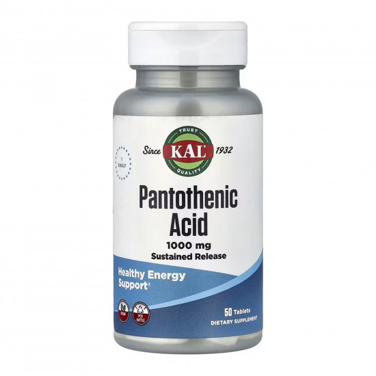 KAL Pantothenic Acid Sustained Release 1000mg - 50 tabs 2023-10-7025