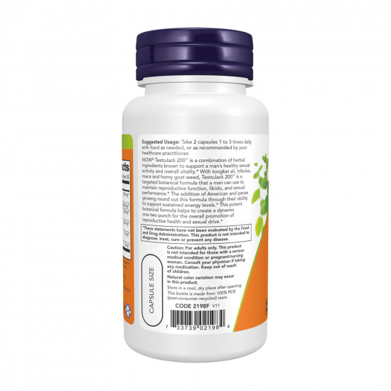 Now Foods TestoJack 200™ - 60 vcaps 2023-10-5396